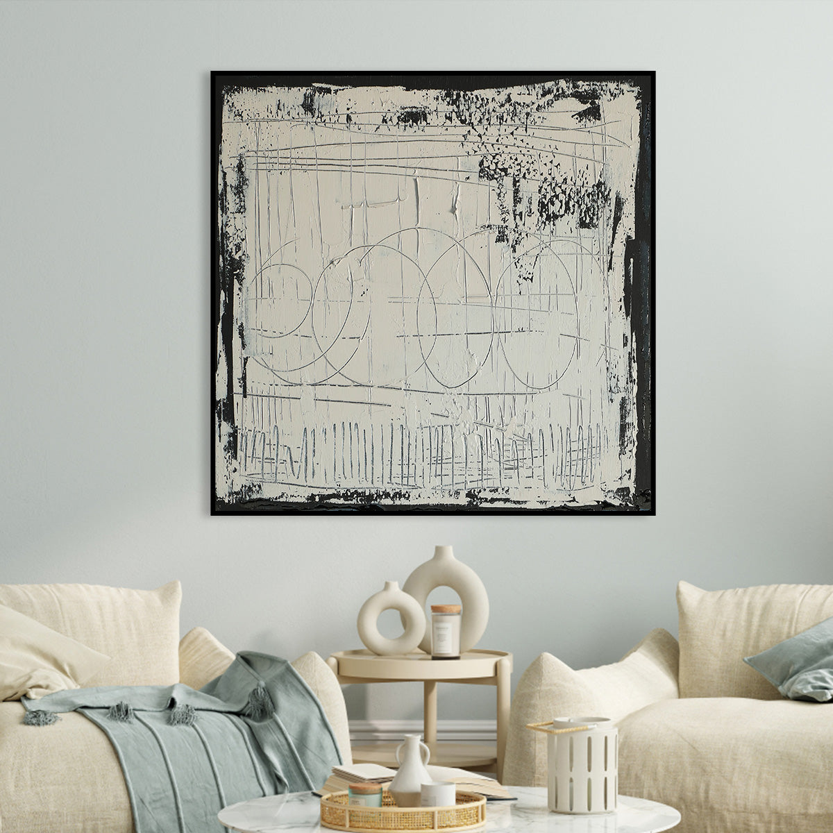 Contemporary Abstract Geometric Oil Painting for Modern Home Decor