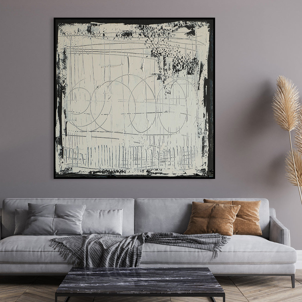 Contemporary Abstract Geometric Oil Painting for Modern Home Decor
