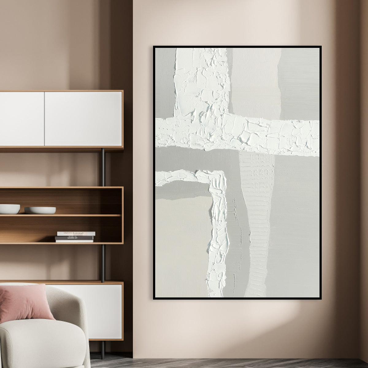 Modern Minimalist Textured Oil Painting for Contemporary Home Decor