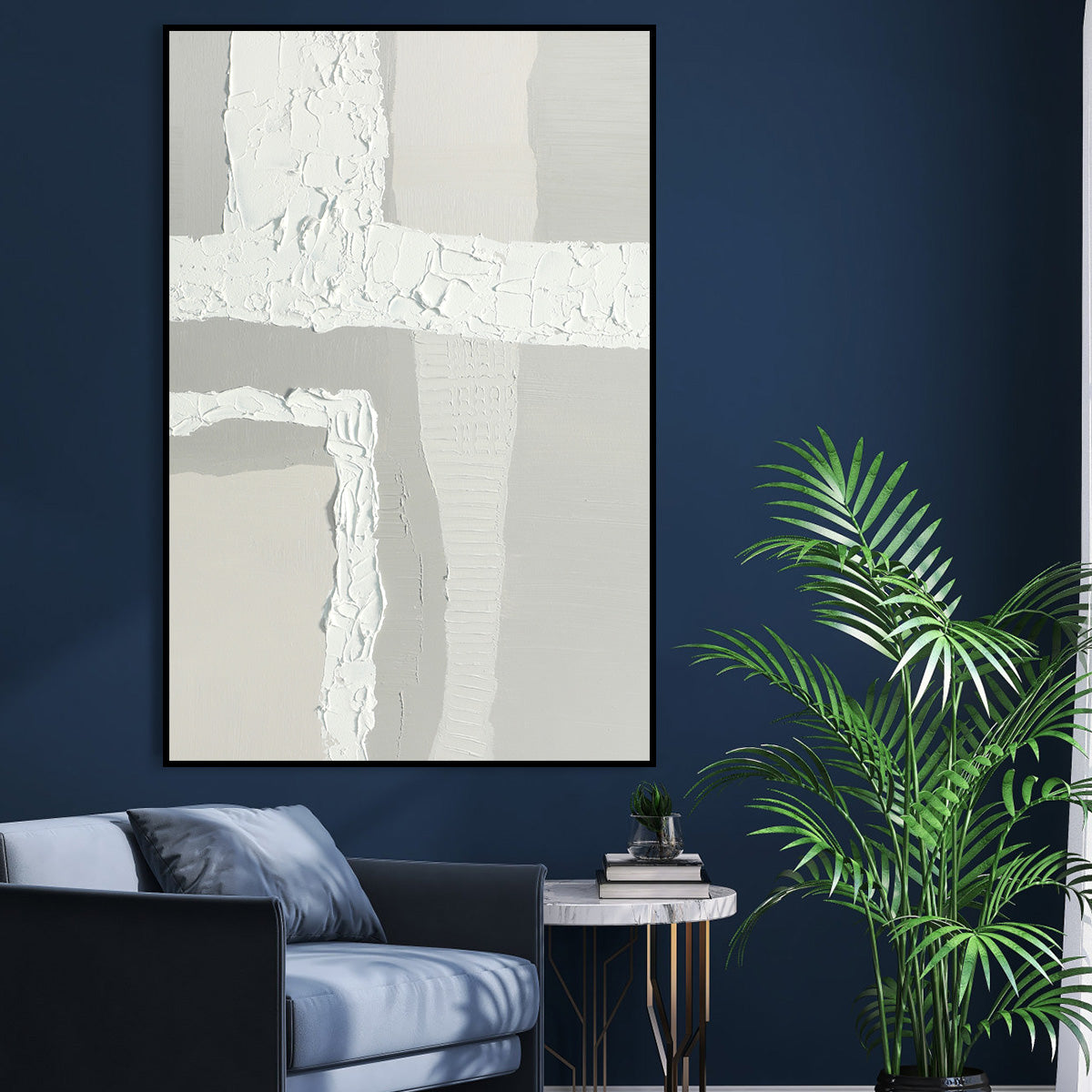 Modern Minimalist Textured Oil Painting for Contemporary Home Decor