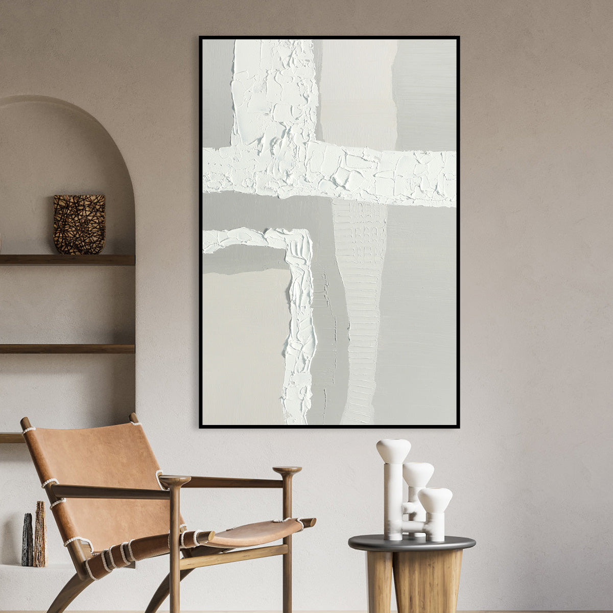 Modern Minimalist Textured Oil Painting for Contemporary Home Decor
