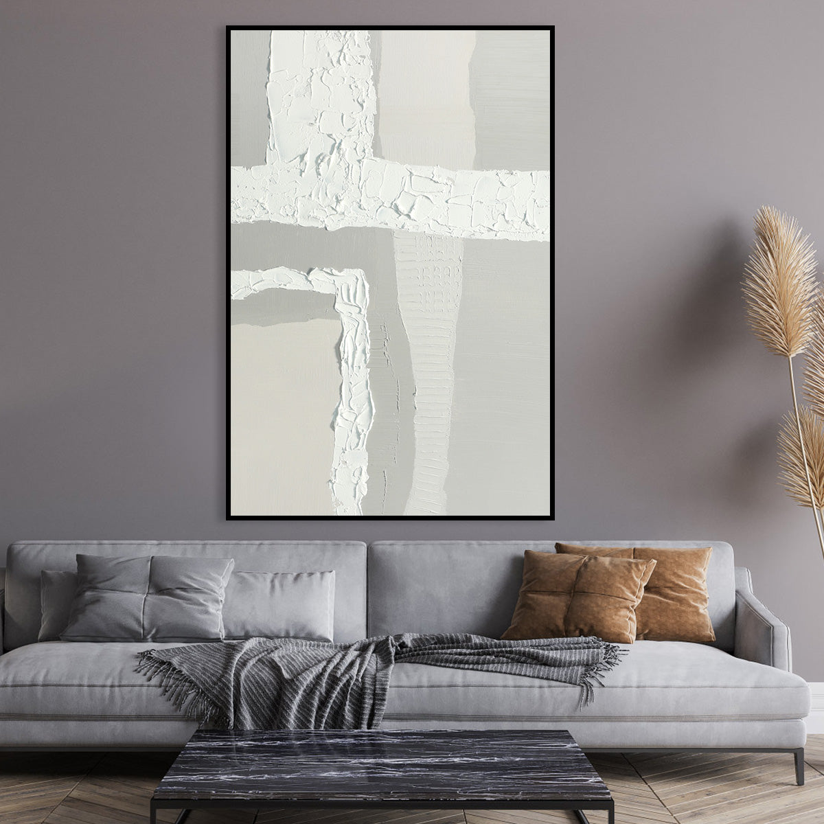 Modern Minimalist Textured Oil Painting for Contemporary Home Decor