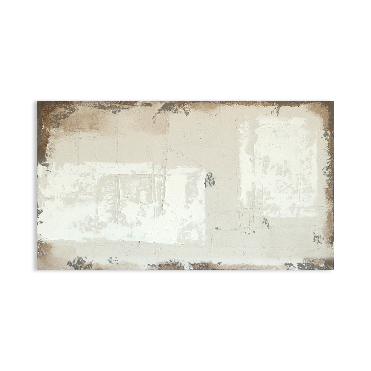 Beige and White Textured Abstract Oil Painting for Modern Home Decor