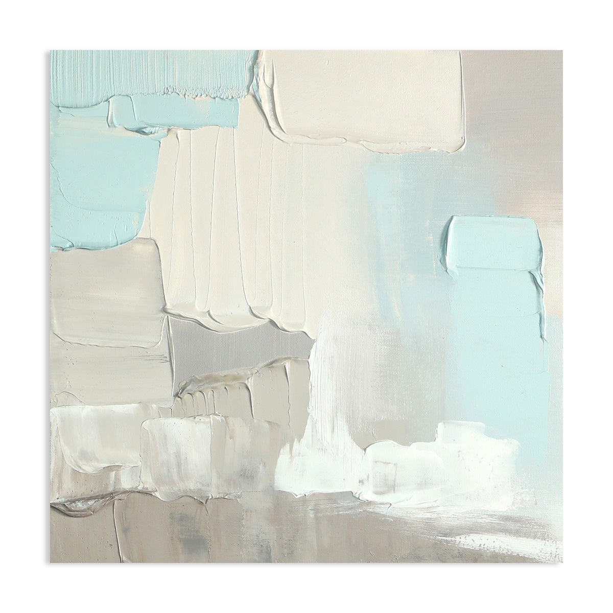 Calming Abstract Oil Painting in Soft Pastels for Serene Home Decor