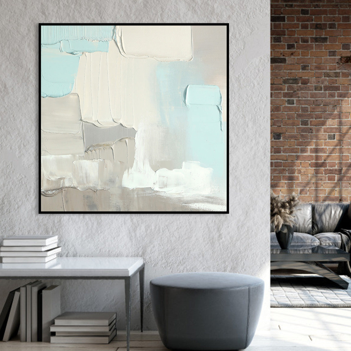 Calming Abstract Oil Painting in Soft Pastels for Serene Home Decor