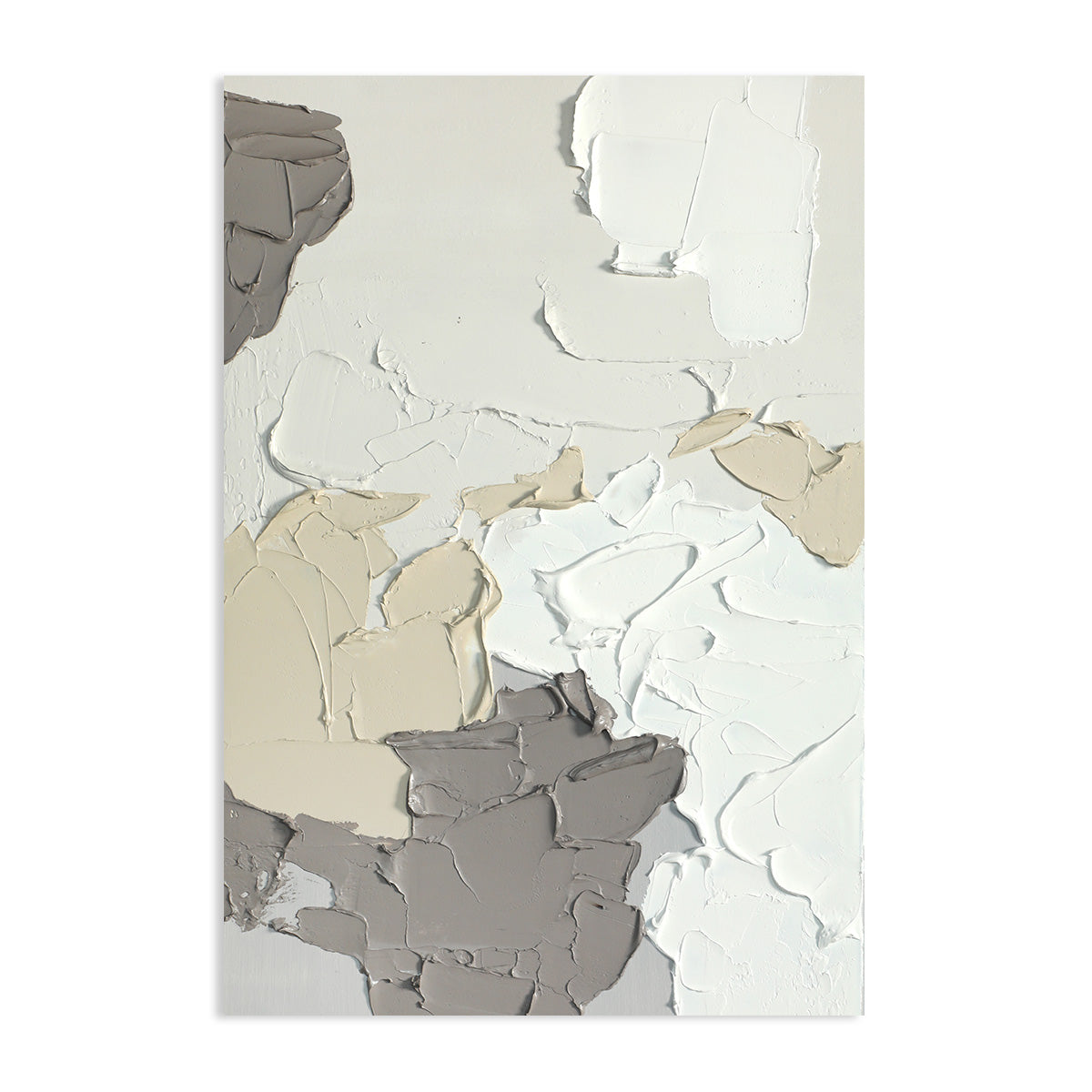 Abstract Winter Landscape Oil Painting in Soft Neutral Tones