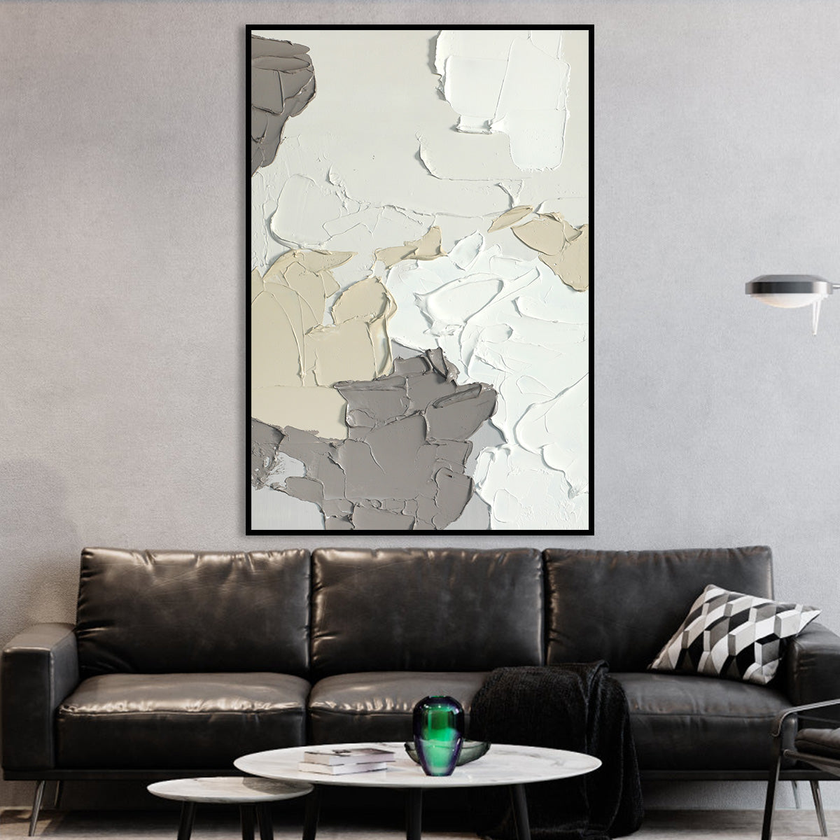 Abstract Winter Landscape Oil Painting in Soft Neutral Tones