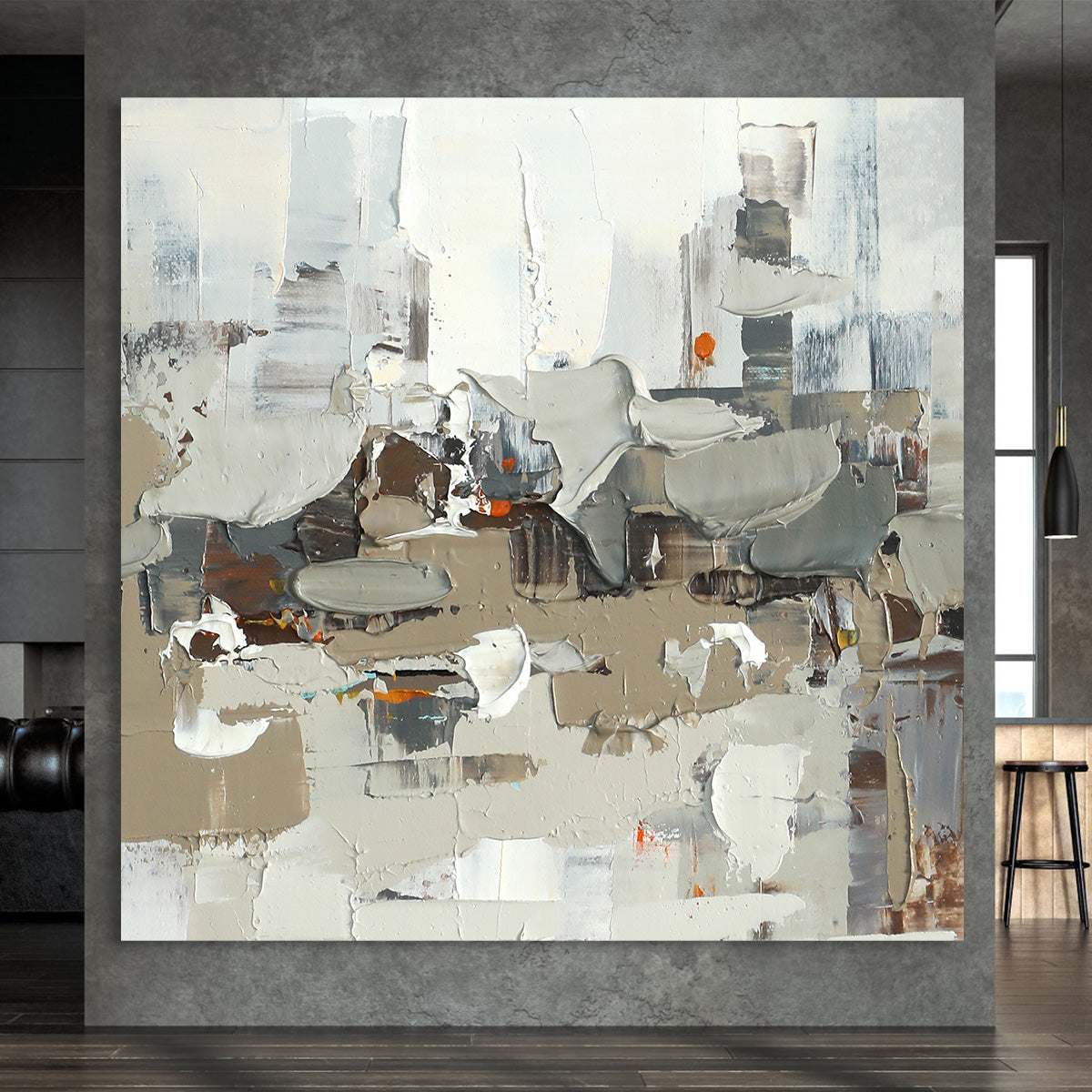 Contemporary Abstract Urban Landscape Oil Painting for Modern Home Decor
