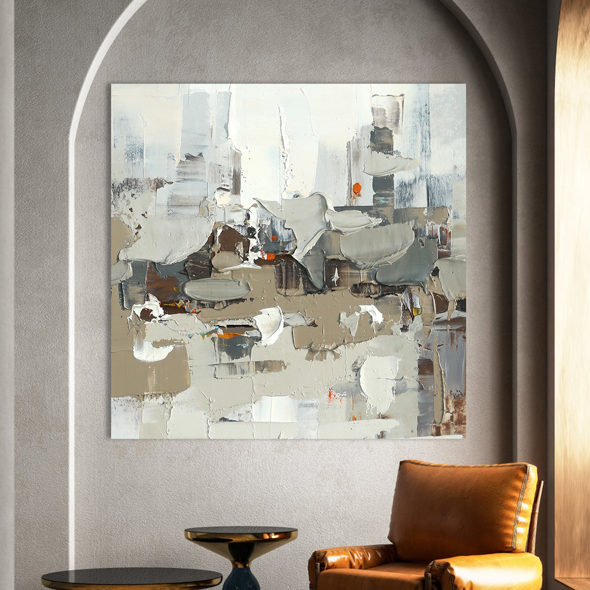Contemporary Abstract Urban Landscape Oil Painting for Modern Home Decor