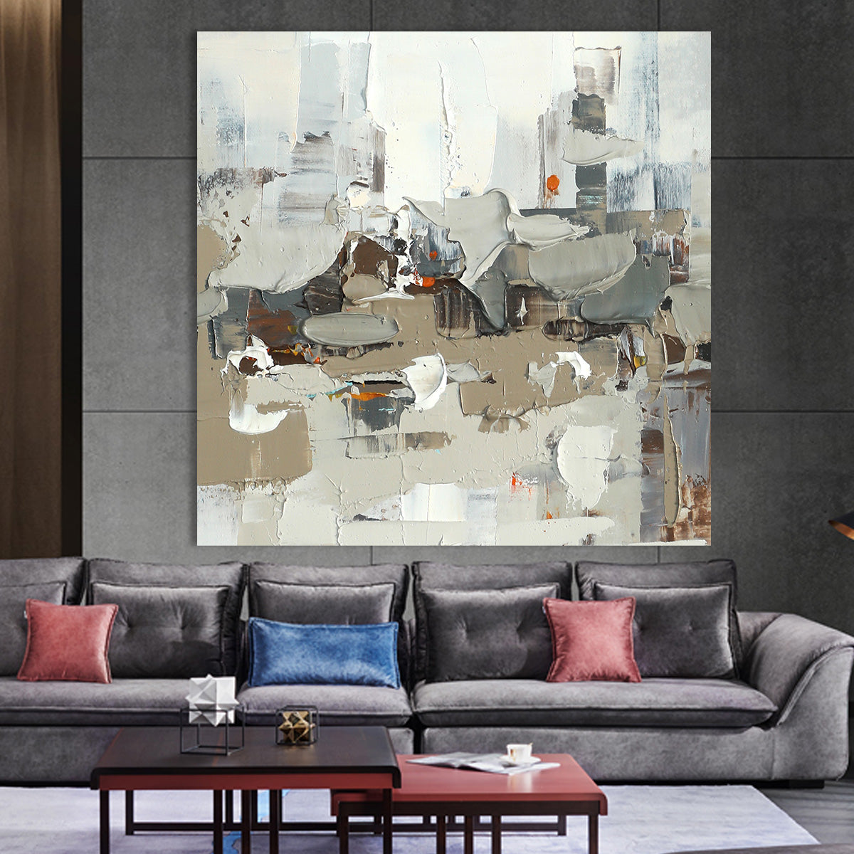 Contemporary Abstract Urban Landscape Oil Painting for Modern Home Decor