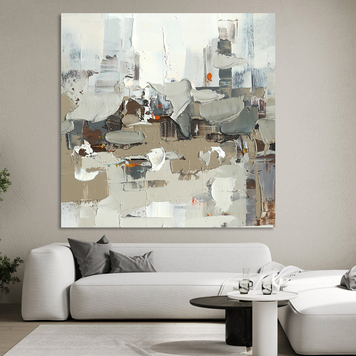 Contemporary Abstract Urban Landscape Oil Painting for Modern Home Decor