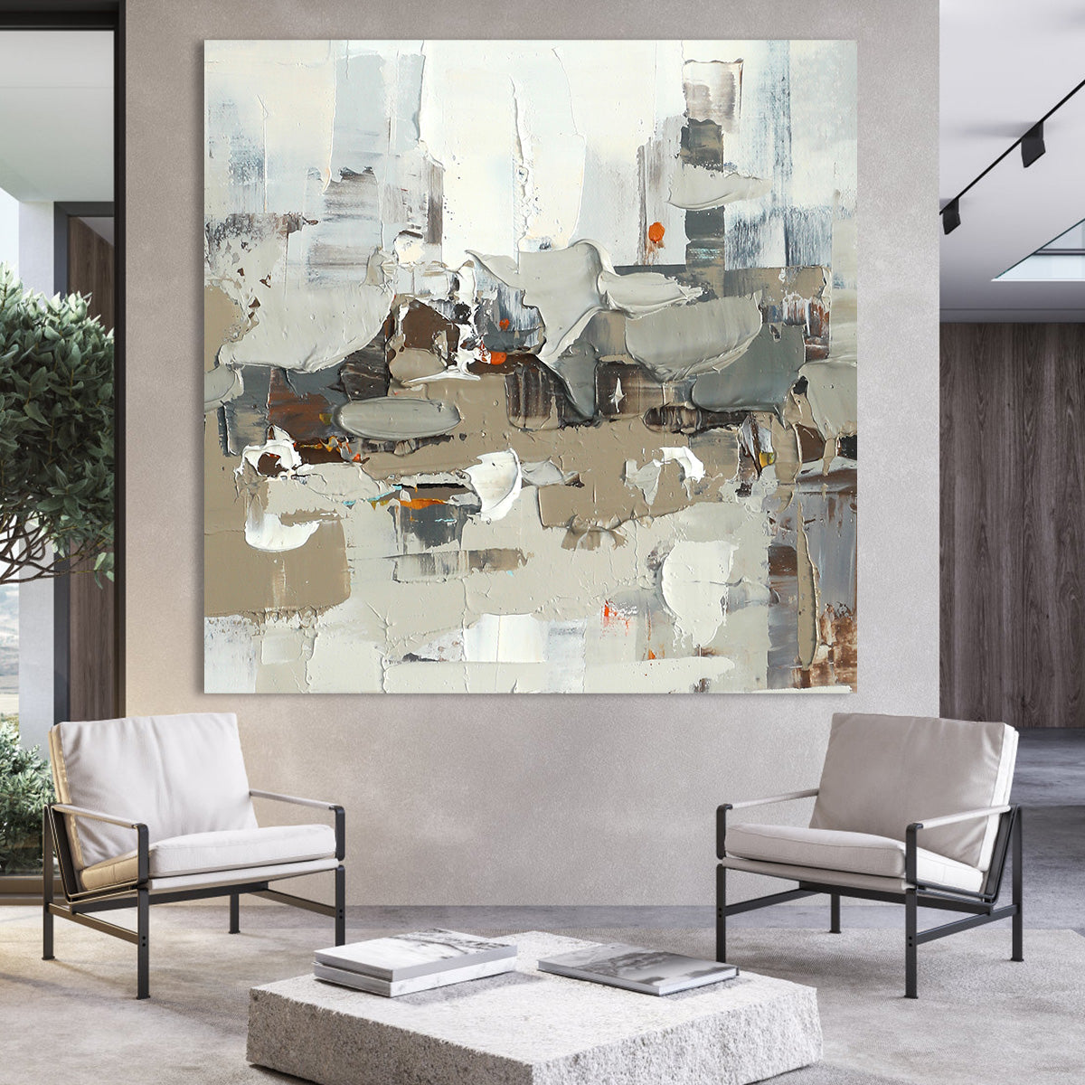 Contemporary Abstract Urban Landscape Oil Painting for Modern Home Decor