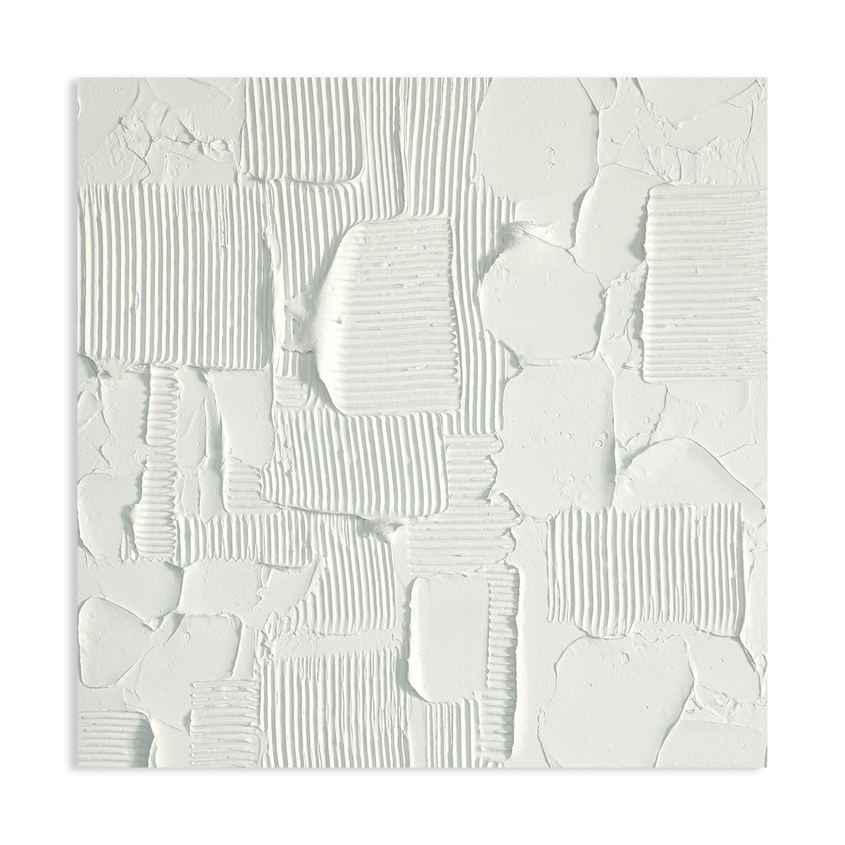 Elegant Textured White Geometric Canvas Art for Modern Home Decor