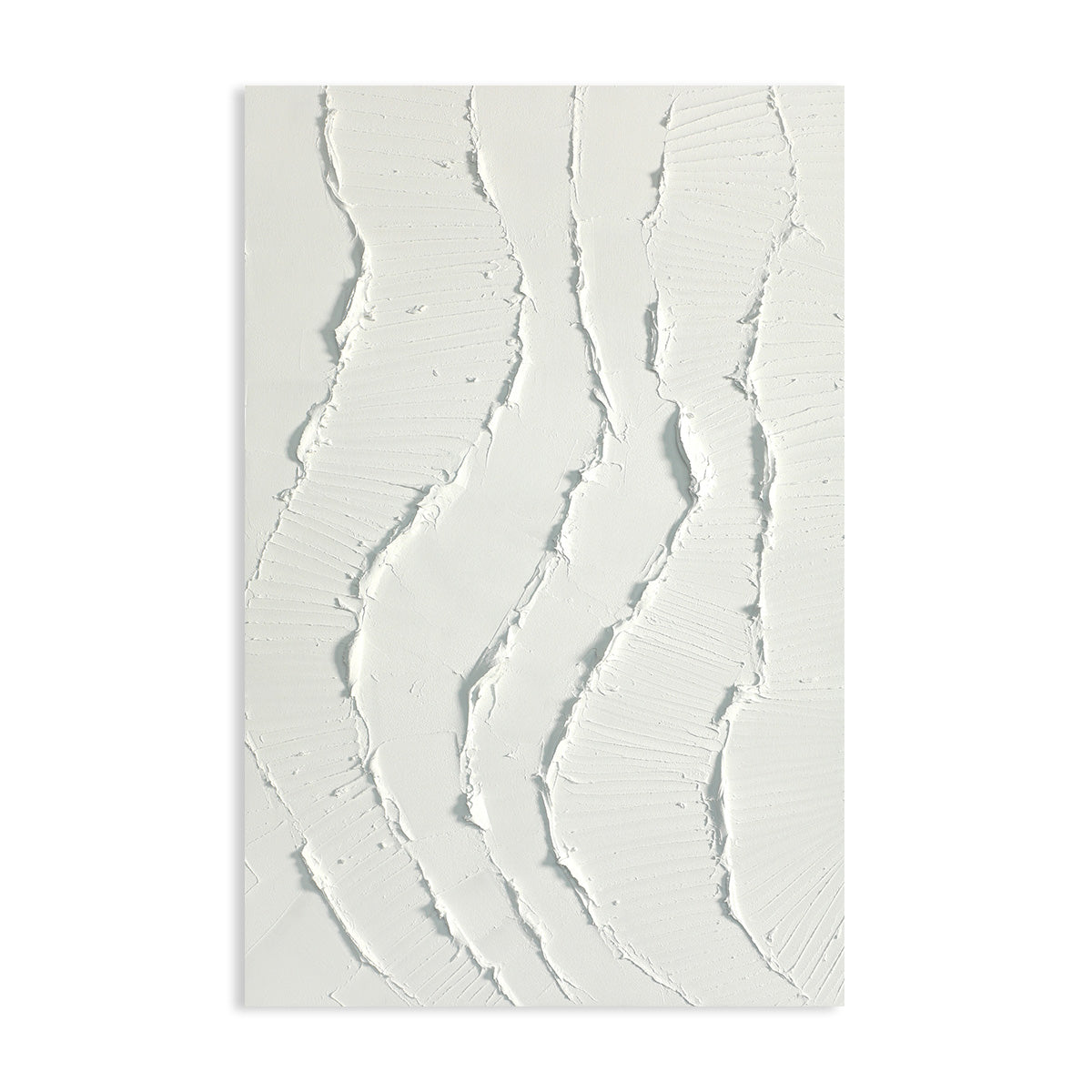 Contemporary Abstract White Textured Oil Painting for Modern Home Decor