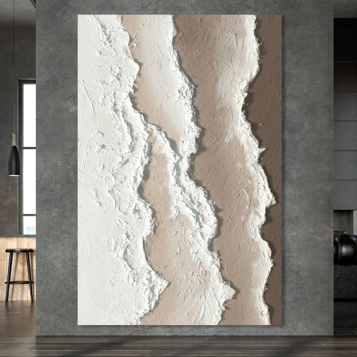 Abstract Earth Tones Oil Painting for Modern Home Decor