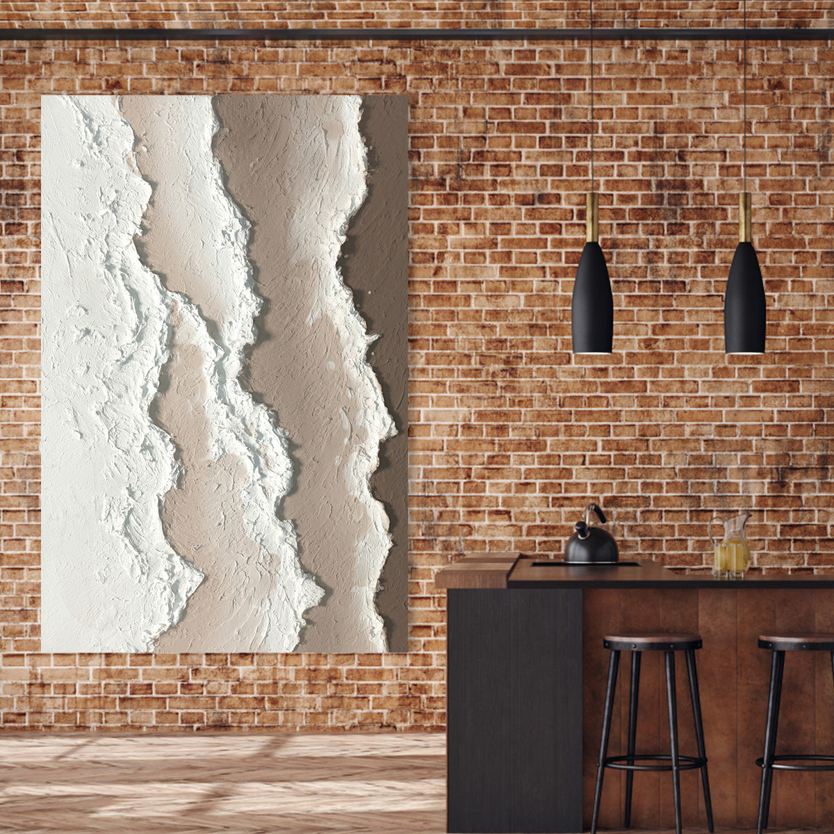 Abstract Earth Tones Oil Painting for Modern Home Decor