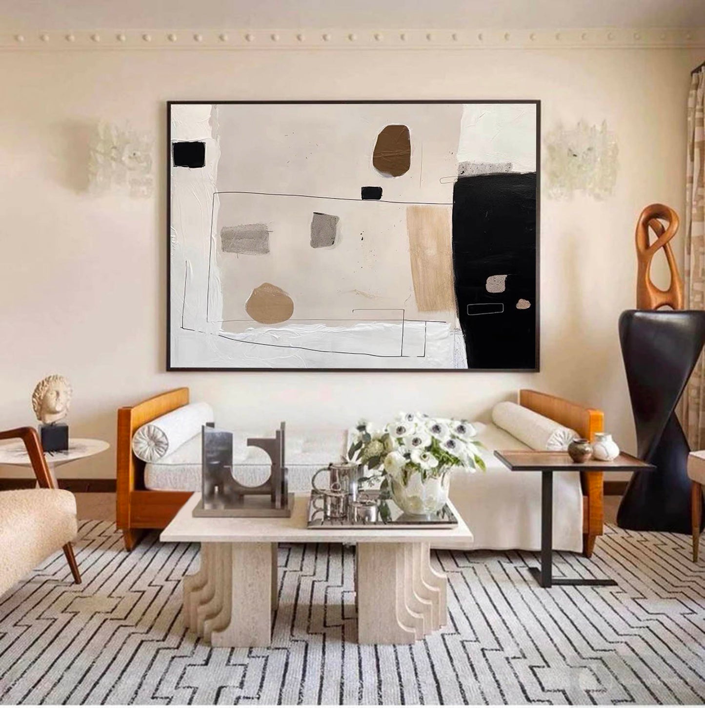 Contemporary Minimalist Abstract Oil Painting for Modern Home Decor