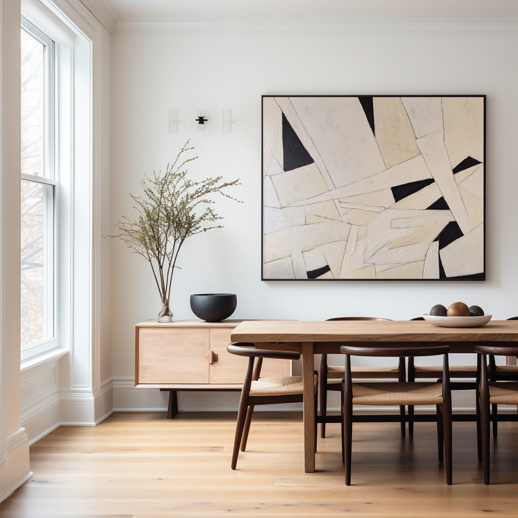Contemporary Monochrome Abstract Oil Painting for Modern Home Decor