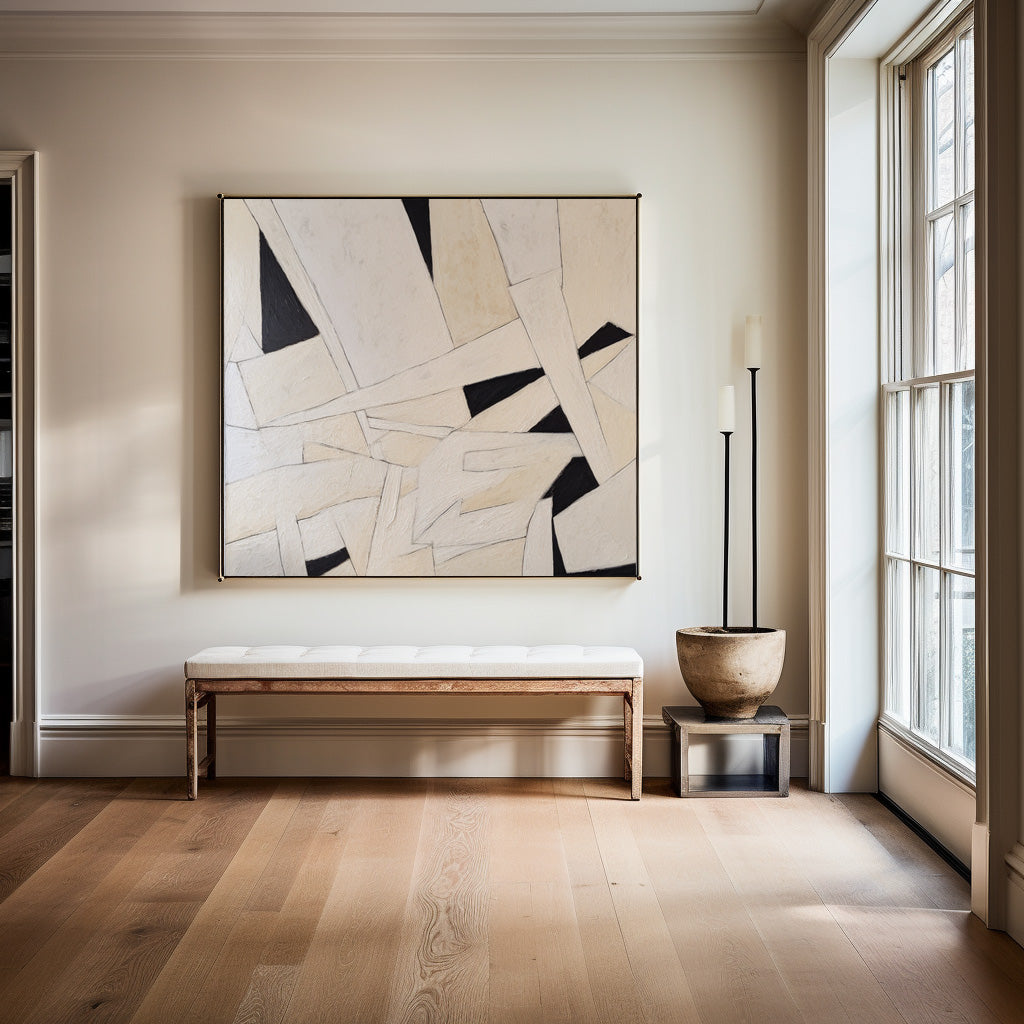 Contemporary Monochrome Abstract Oil Painting for Modern Home Decor