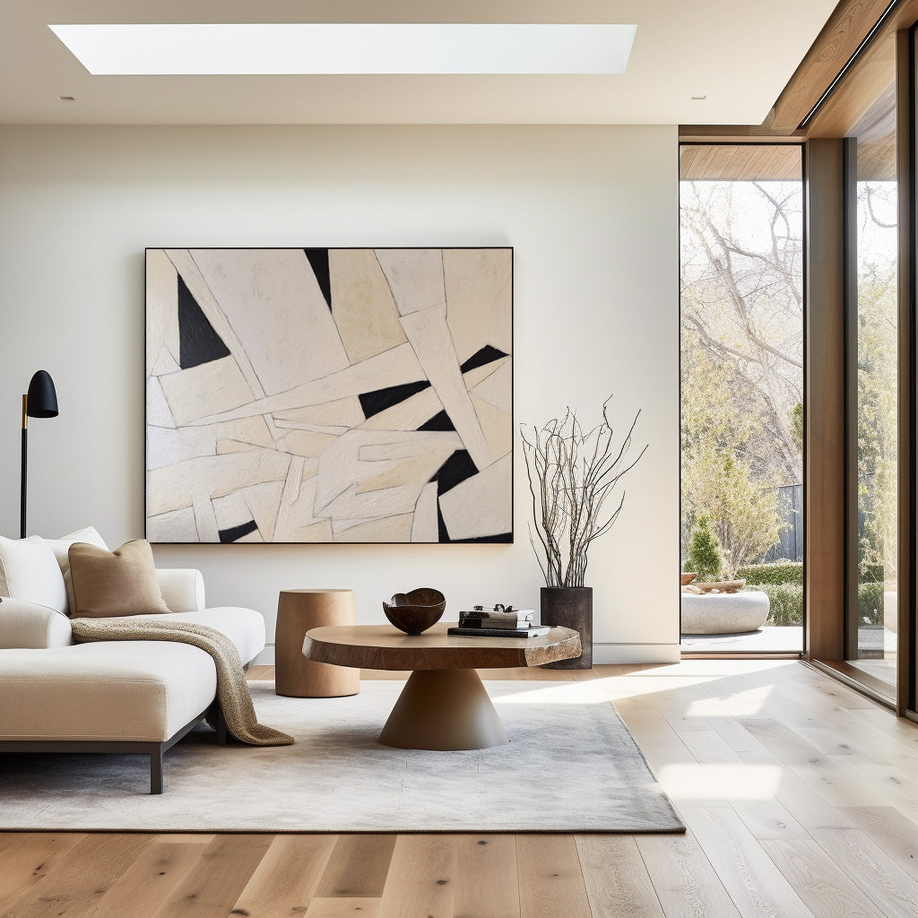 Contemporary Monochrome Abstract Oil Painting for Modern Home Decor