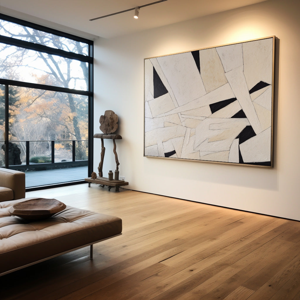 Contemporary Monochrome Abstract Oil Painting for Modern Home Decor