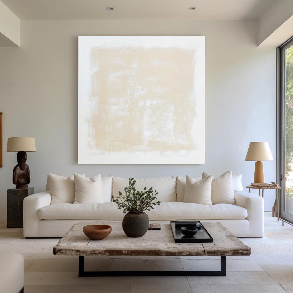 Contemporary Minimalist Oil Painting with Abstract Earthy Tones