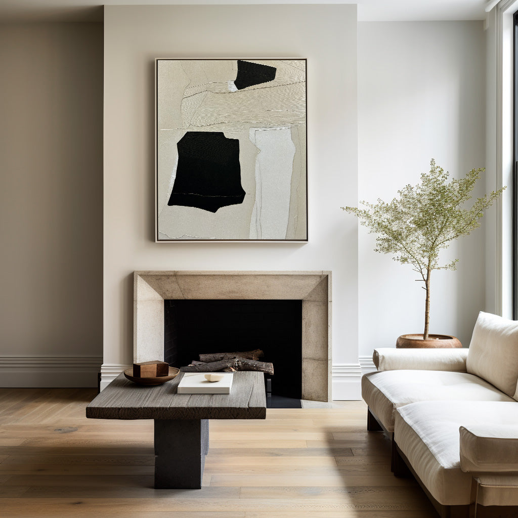 Contemporary Monochrome Abstract Oil Painting for Modern Home Decor