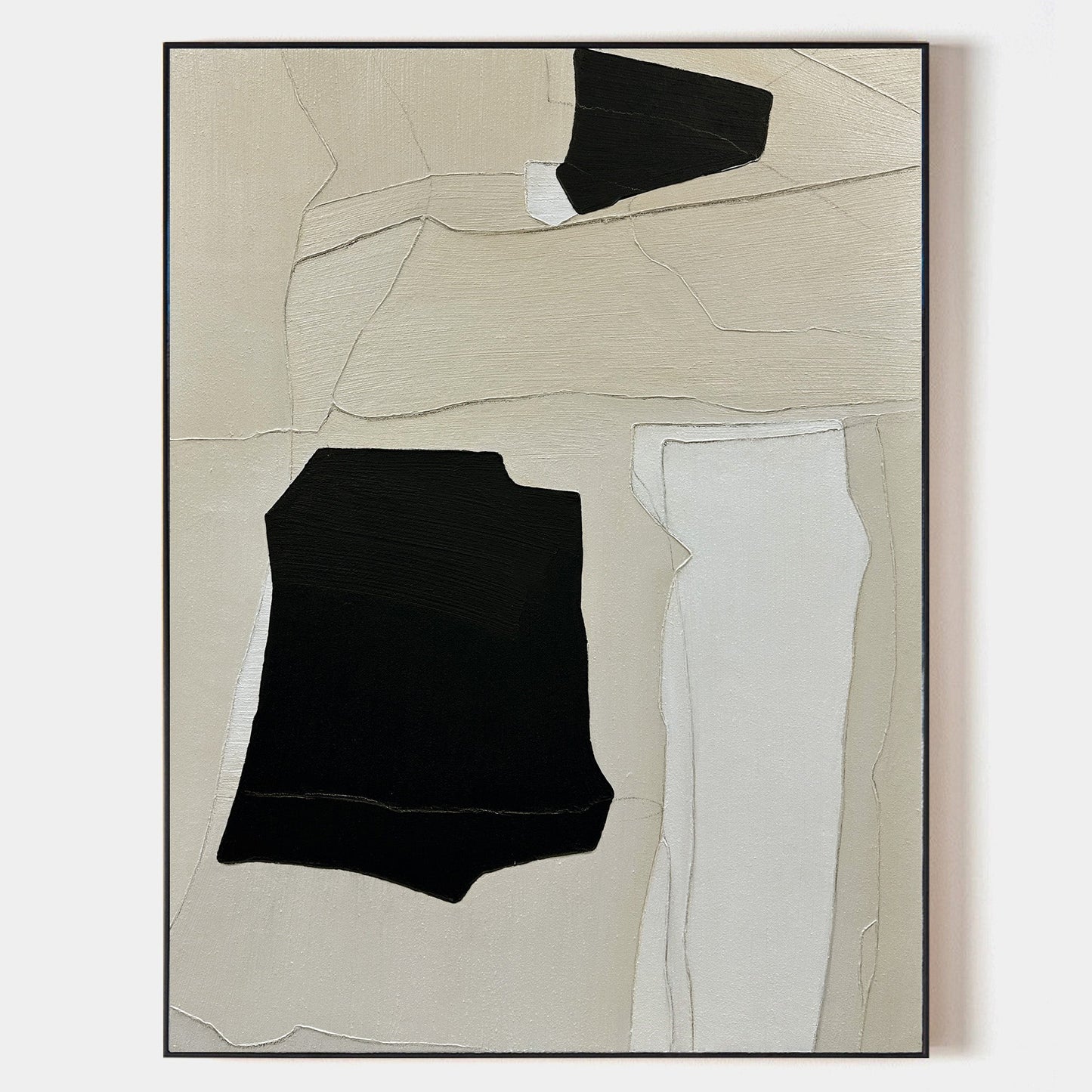 Contemporary Monochrome Abstract Oil Painting for Modern Home Decor