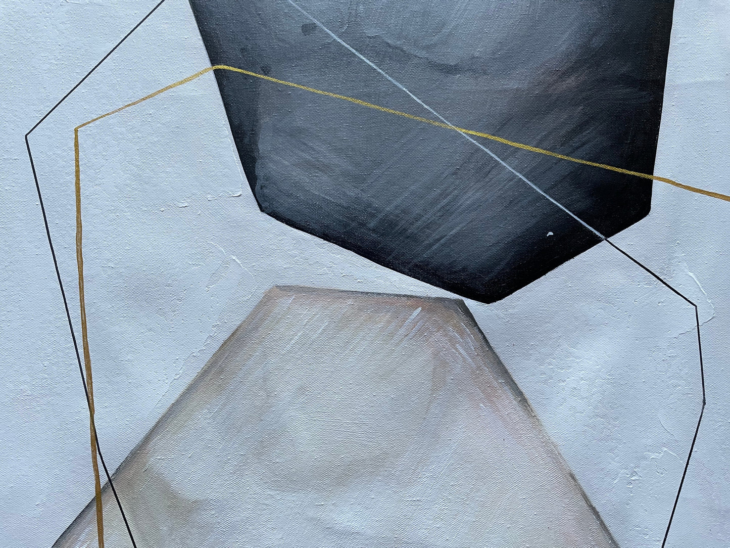Modern Abstract Oil Painting with Geometric Shapes and Subtle Neutral Tones