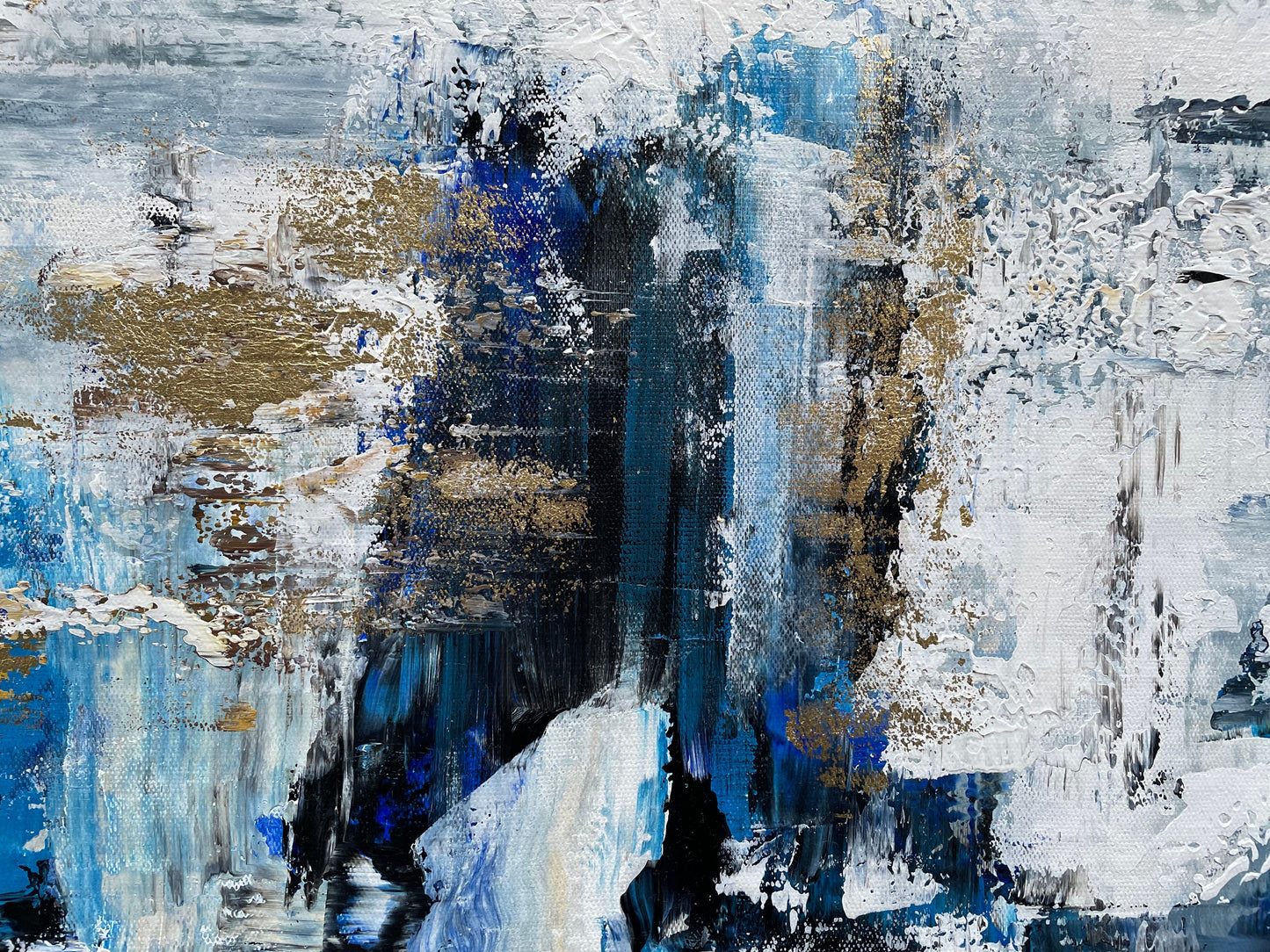 Abstract Oil Painting of a Stormy Sky in Blue and Gray Tones