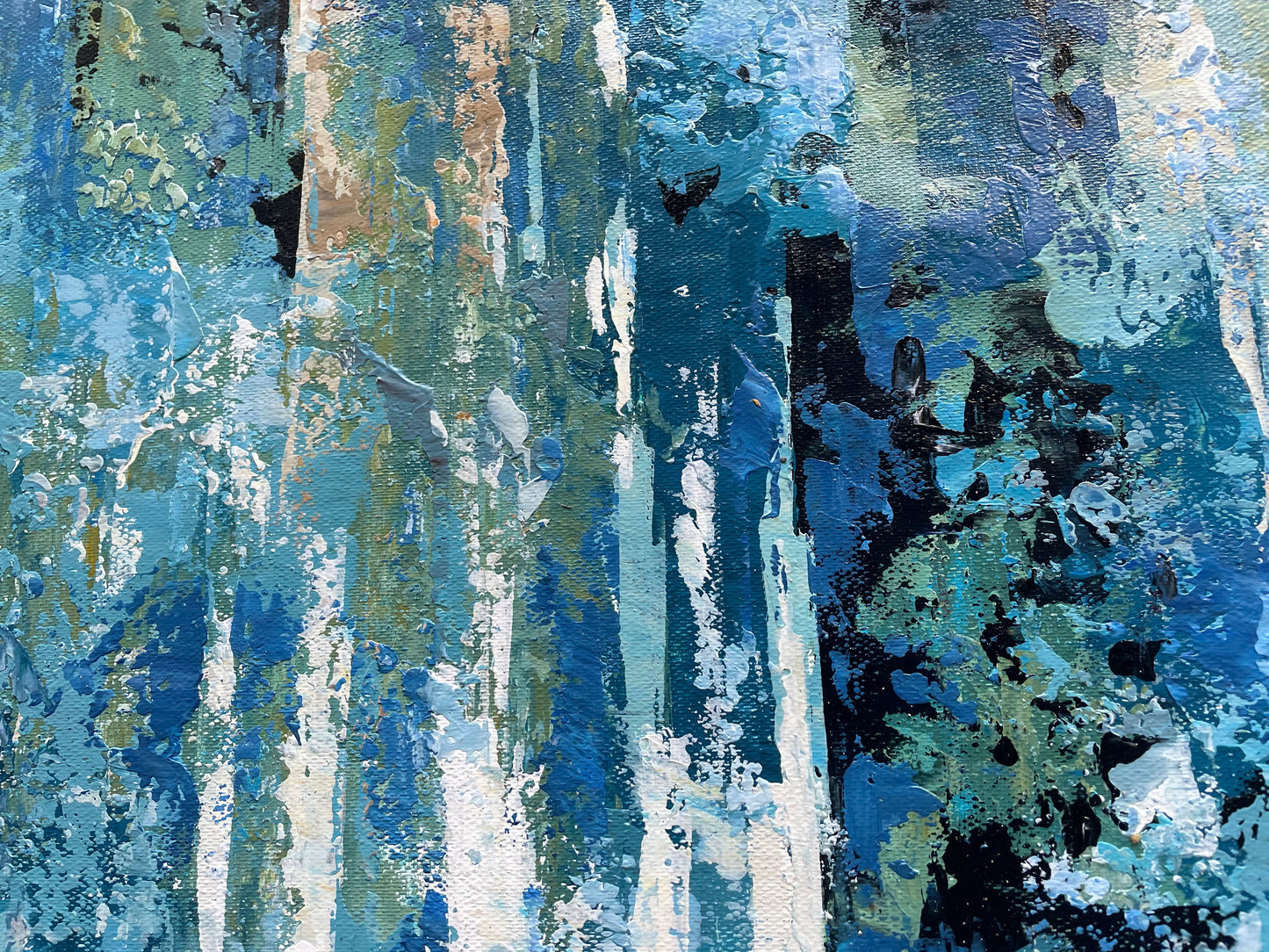 Abstract Blue Serenity: Captivating Oil Painting for Modern Decor