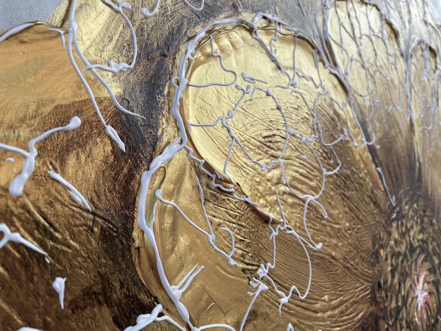 Elegant Gold Dandelion Oil Painting for Luxurious Home Decor