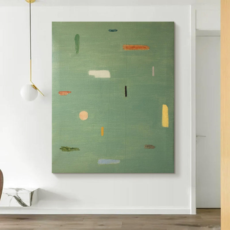 Minimalist Modern Green Abstract Peaceful Color Accent Oil Painting