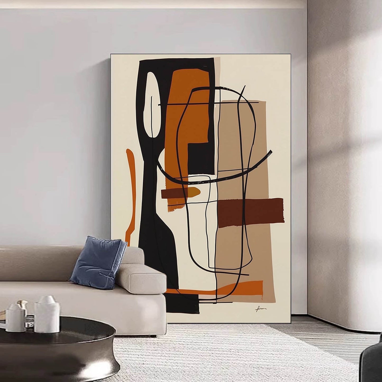 Contemporary Vintage Abstract Oil Painting for Modern Home Decor