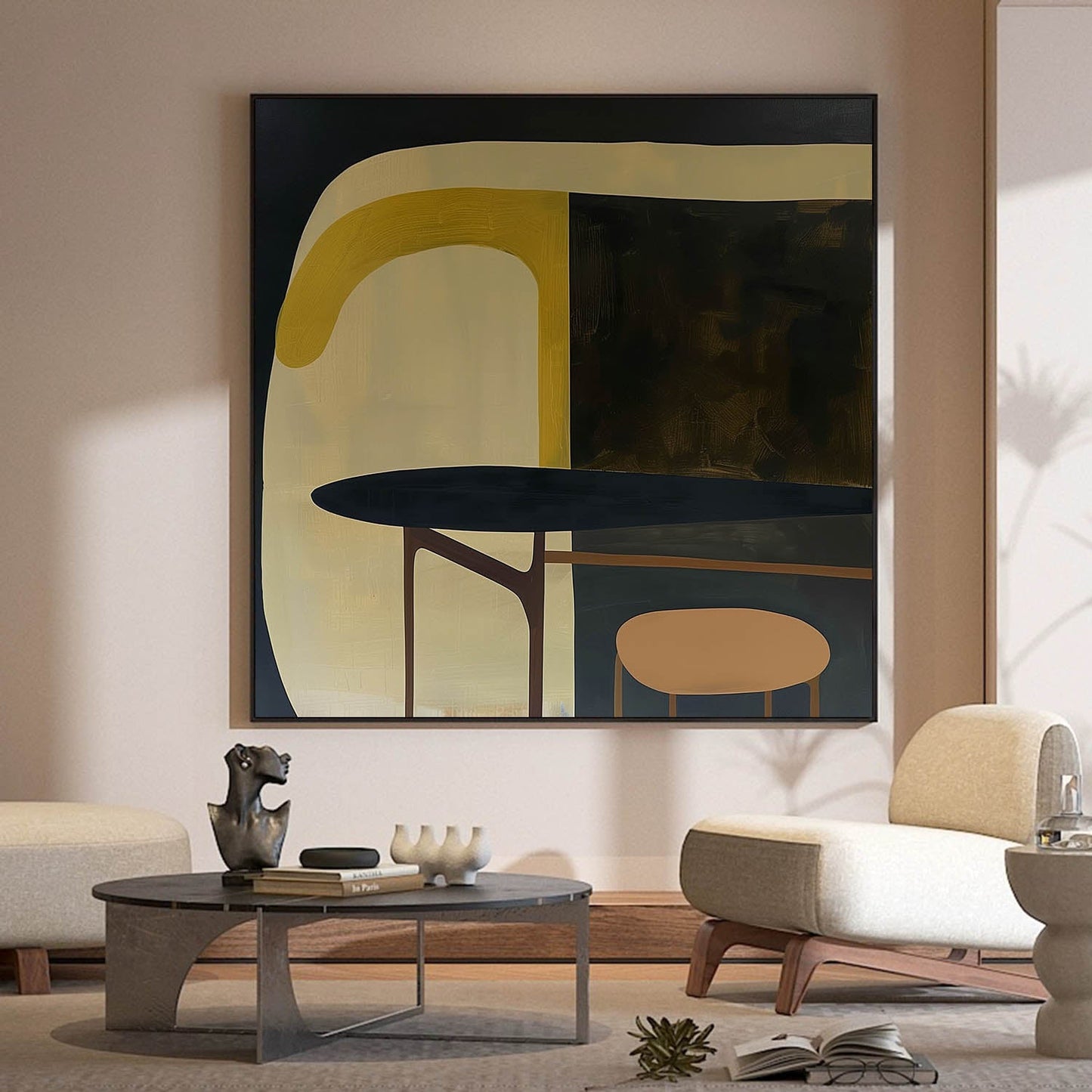 Contemporary Vintage Abstract Oil Painting for Modern Home Decor