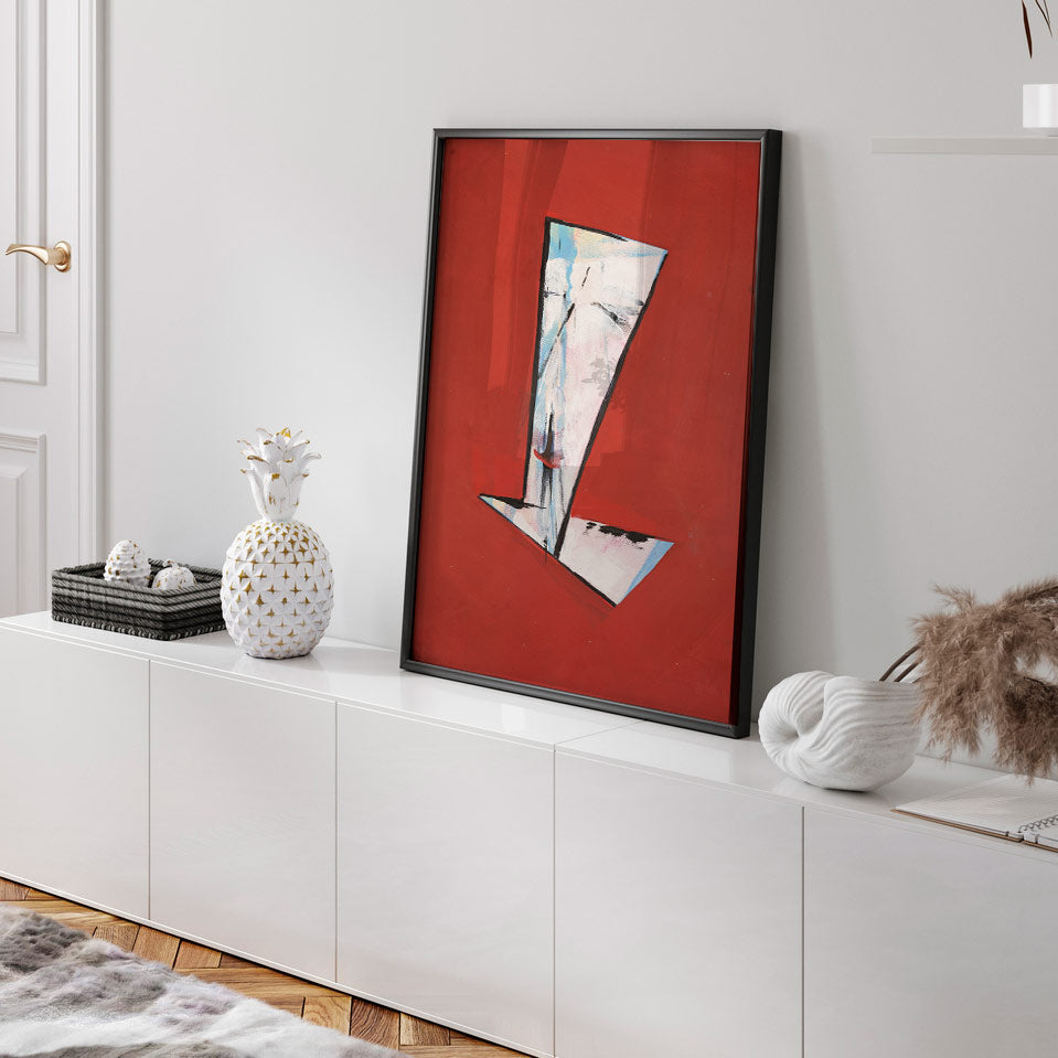 Contemporary Abstract Expressionism Oil Painting on Vibrant Red Canvas