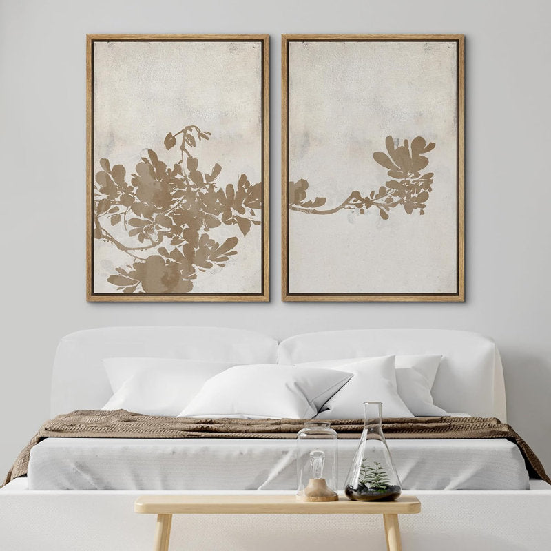 Abstract Botanical Art - Minimalist Duotone Tree Leaf Wall Decor for Modern Spaces