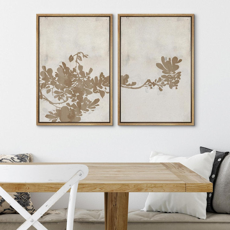 Abstract Botanical Art - Minimalist Duotone Tree Leaf Wall Decor for Modern Spaces