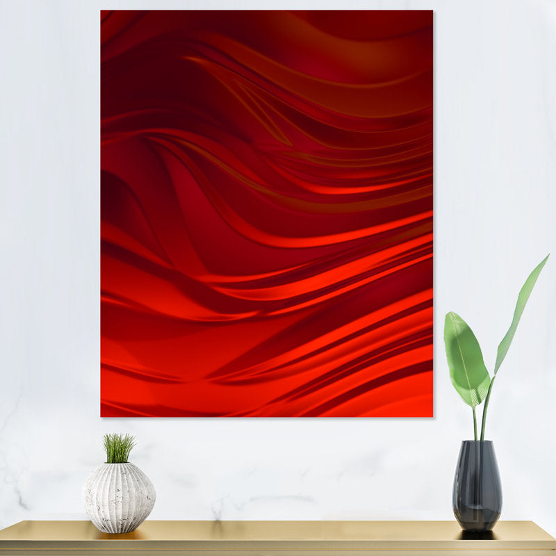 Stunning Abstract Red Wave Liquid Art Painting for Modern Decor