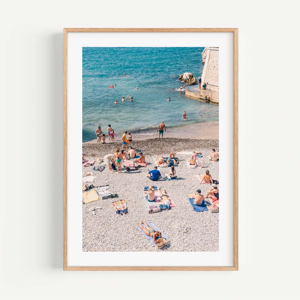 Summer Serenity: Relaxing Beach Scene Oil Painting with Sunbathers