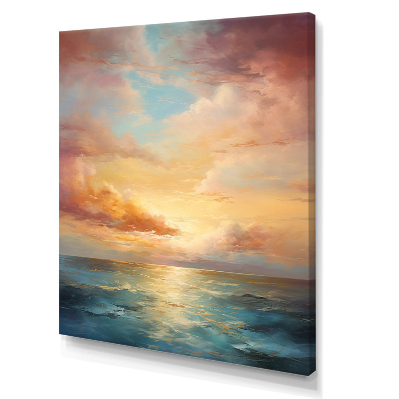 Ocean Sunset: Celestial Symphony in Oil Painting for Home Décor