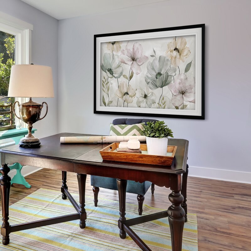 Elegant Floral Oil Painting in Soft Grays and Pastels for Serene Home Decor