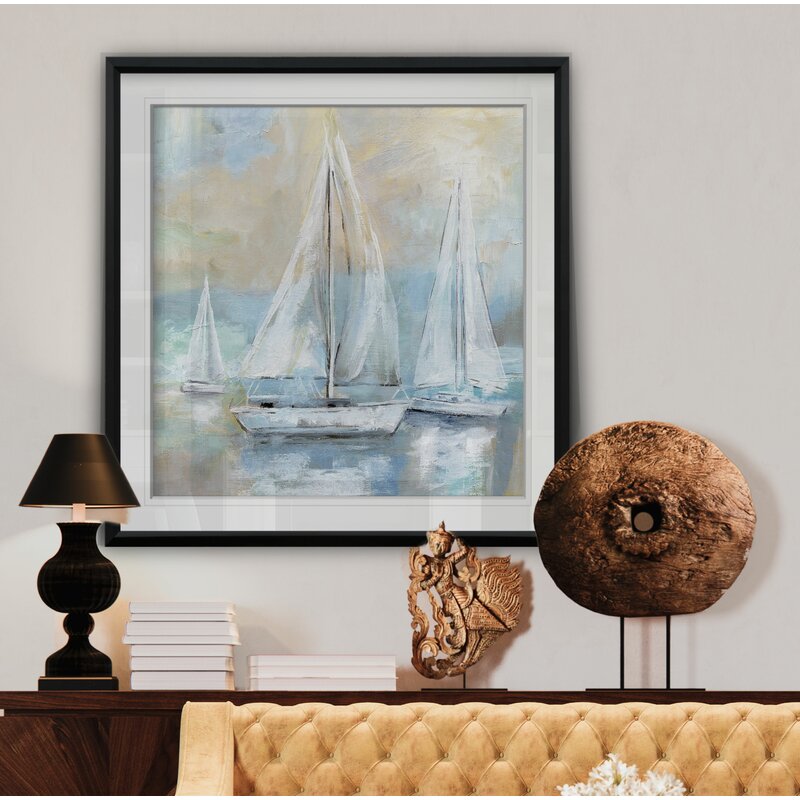 Serene Sailboats at Sea - Elegant Oil Painting for Nautical Decor