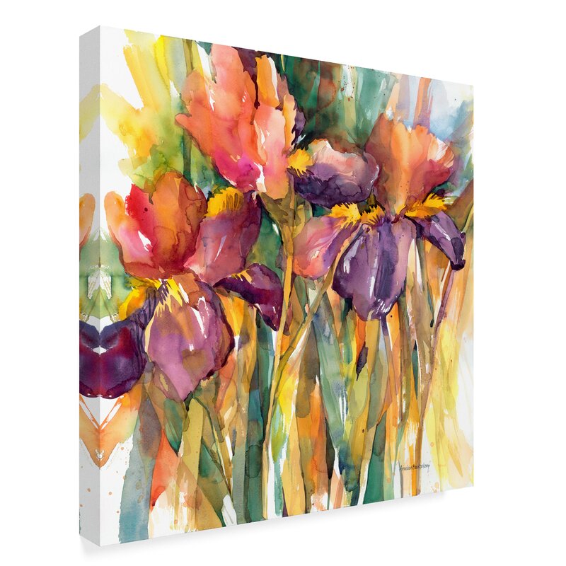 Vibrant Purple and Red Abstract Oil Painting