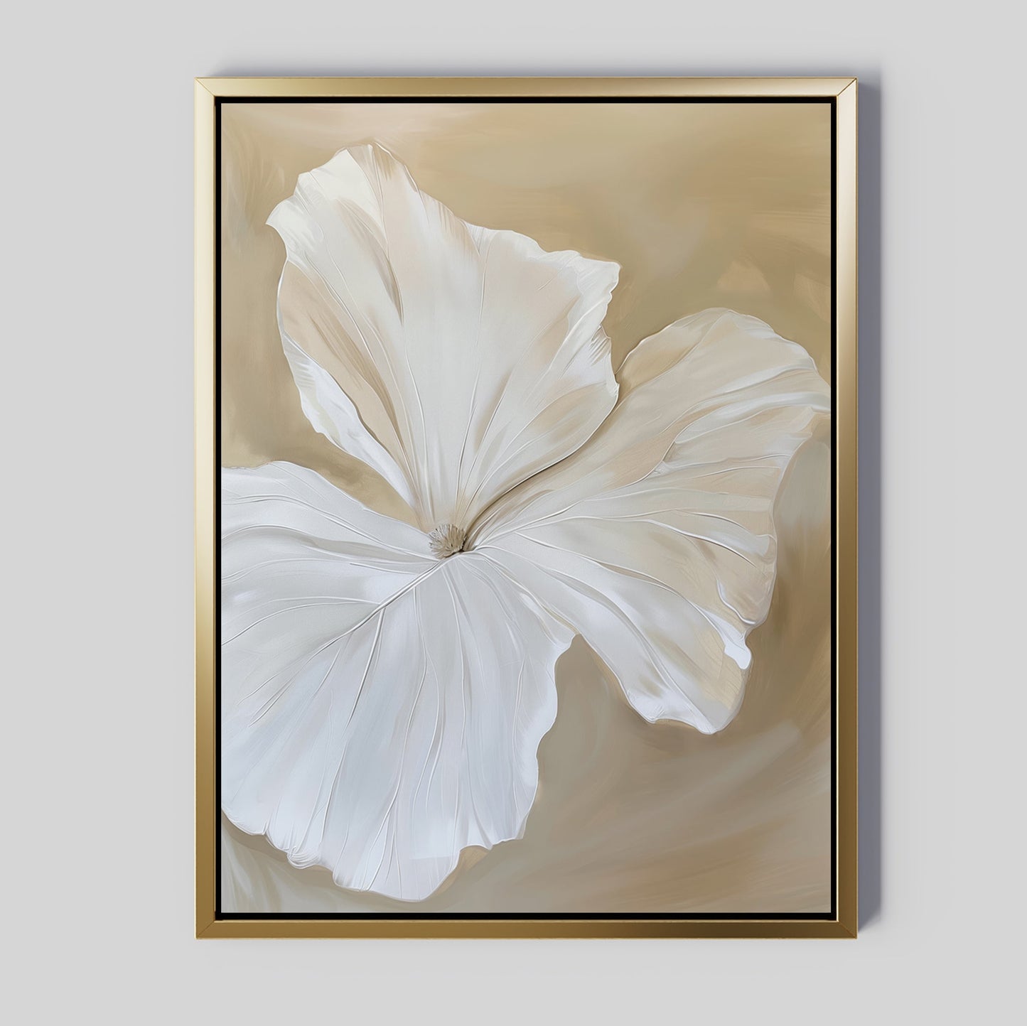 Elegant White Floral Abstract Oil Painting for Modern Home Decor
