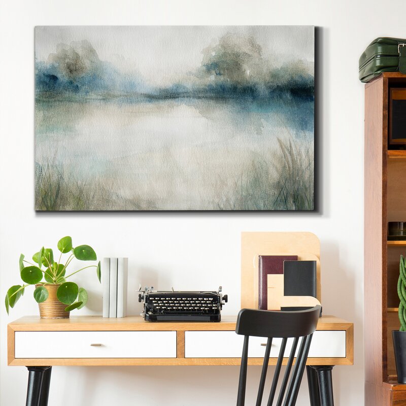Serene Evening Waters - Tranquil Landscape Oil Painting for Home Decor