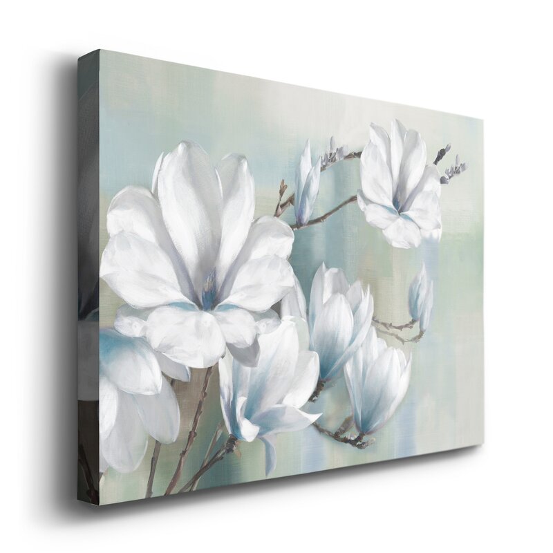 Elegant Spring Magnolias: Stunning White Floral Oil Painting for Home Decor