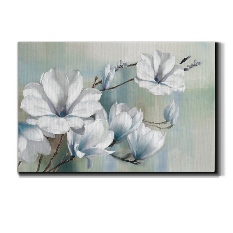 Elegant Spring Magnolias: Stunning White Floral Oil Painting for Home Decor