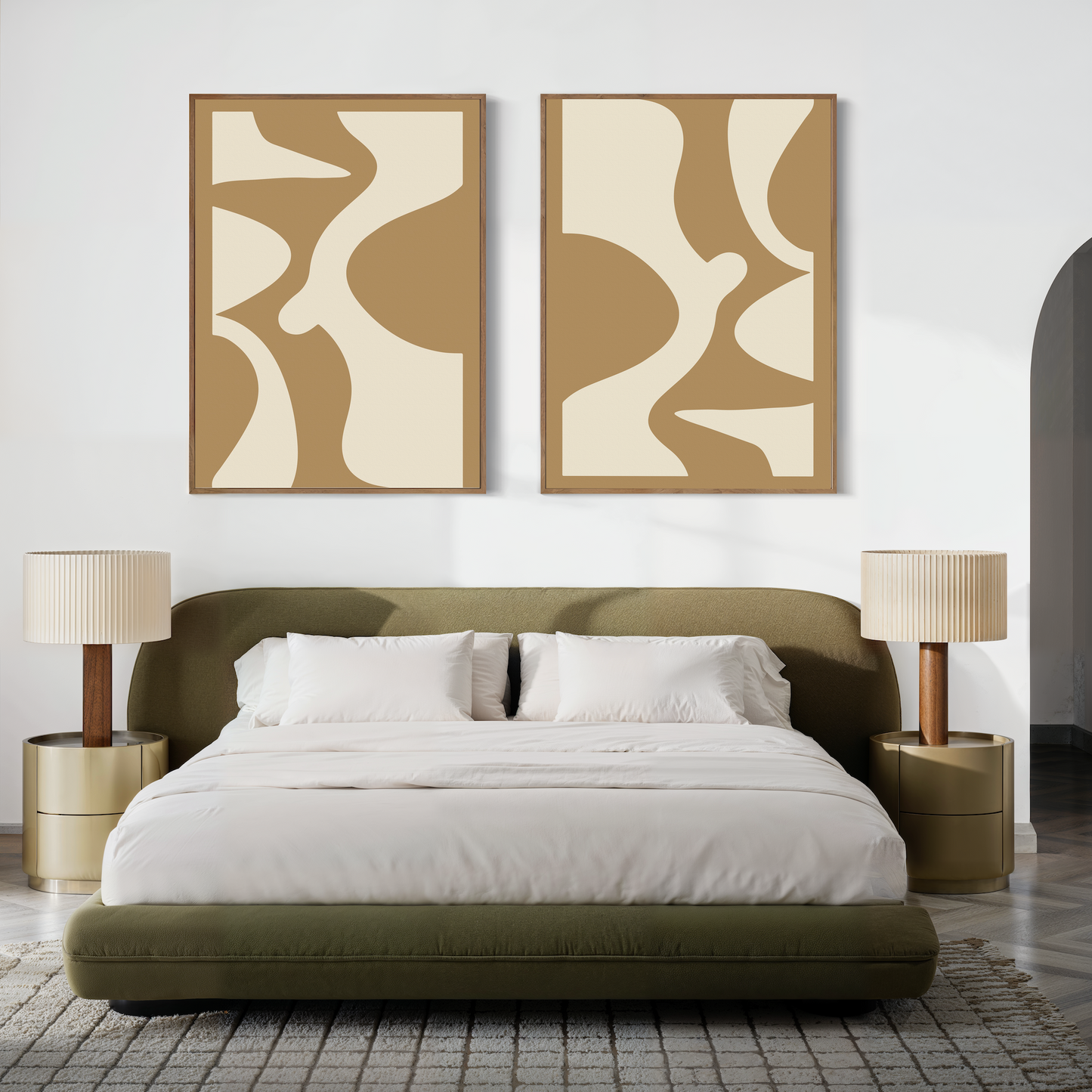 Abstract Brown and Cream Oil Paintings Set for Modern Home Decor