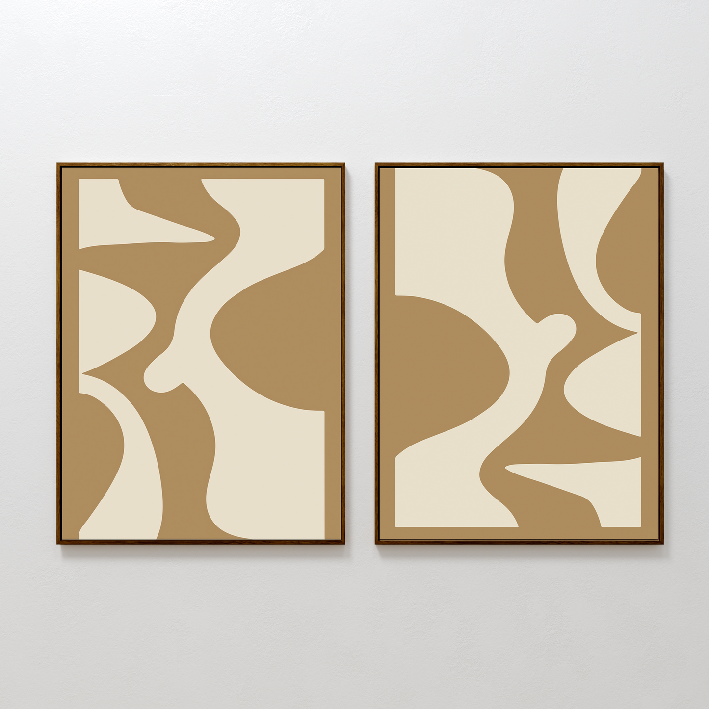Abstract Brown and Cream Oil Paintings Set for Modern Home Decor